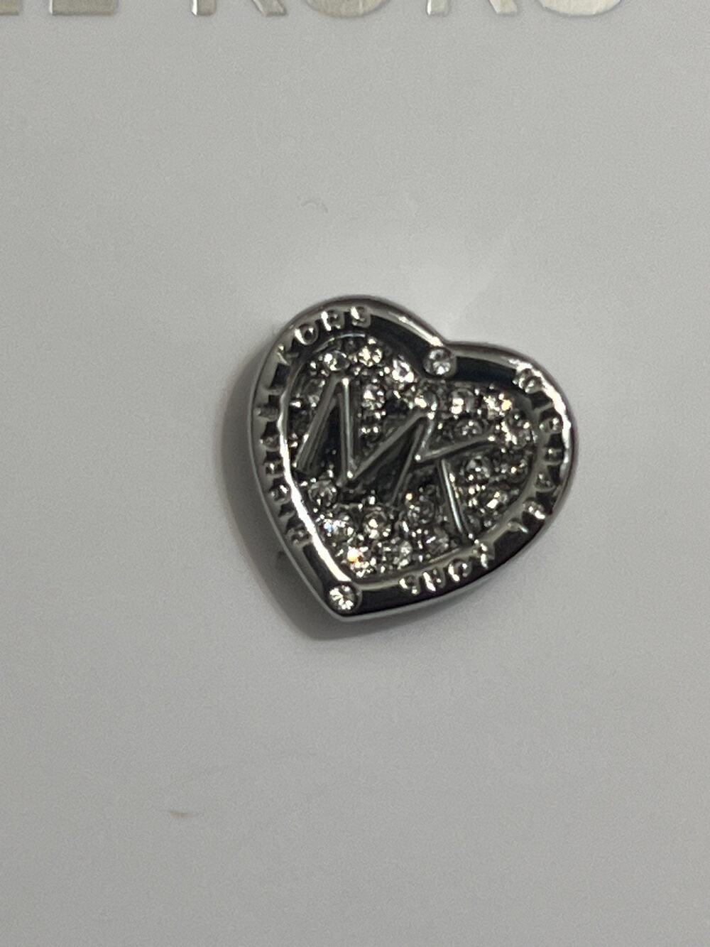 New Michael Kors Silver Logo Heart Stud Earrings